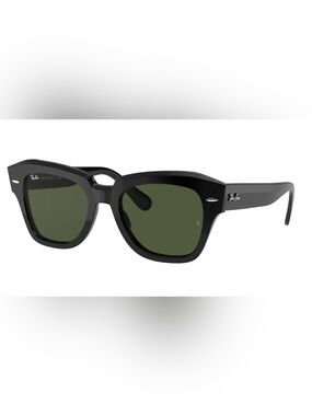Ray-Ban Black Frame Sunglasses with Dark Green Lenses